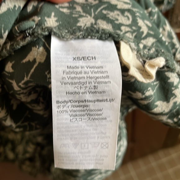 Madewell | V-Neck Button-Front Mini Dress in Forest Leaves XS Long Sleeve - Picture 6 of 8